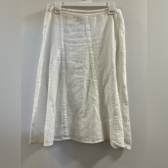 Eileen Fisher White Spring Linen Flared Knee Length Skirt HH. - Picture 7 of 11